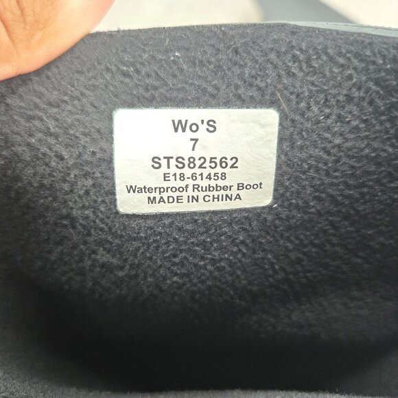 Sperry Rain Boots Black Rubber Fleece Lined Outdoor Equestrian Midcalf Size 7 - Picture 8 of 12